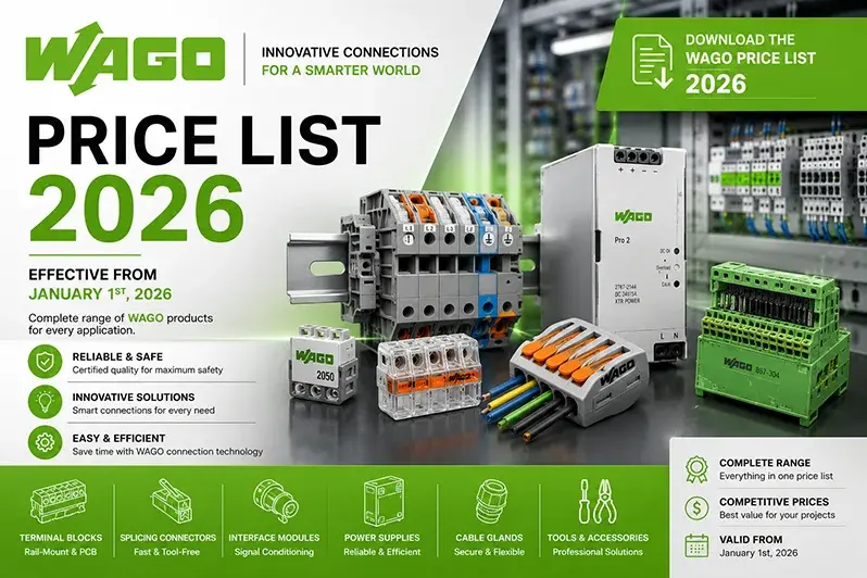 WAGO Price List 2026 – 221 Series Lever-Nuts, TOPJOB® S Rail-Mount Terminals, I/O System 750 & WINSTA