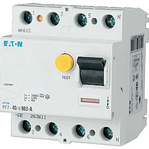 102931 - Pf7-100/4/03-a - Residual Current Circuit Breaker (rccb), 100a, 4p, 300ma, Type A - Eaton