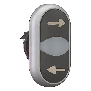 105227 - Double actuator pushbutton, RMQ-Titan, Actuators and indicator lights non-flush, momentary, White lens, black, black, inscribed, Bezel: titanium, arrow left/right - Eaton