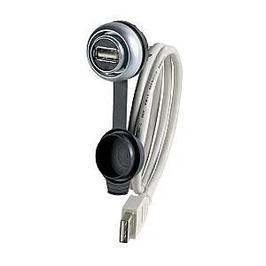 107412 - Bulkhead interface, 0.6 m, Prefabricated cable with permanently connected USB 3.0 Type A plug, Bezel: titanium - Eaton