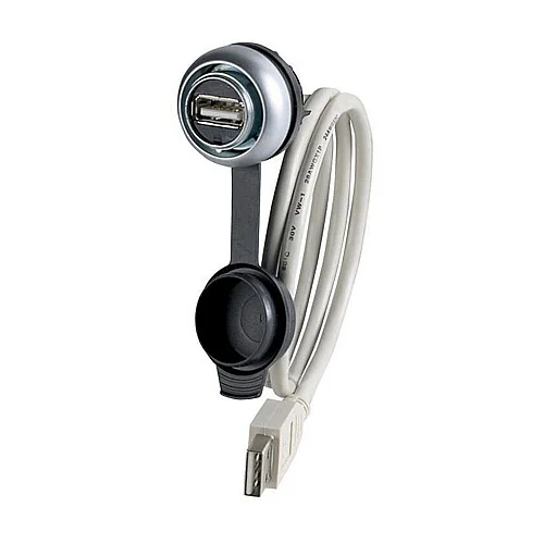 107412 - Bulkhead interface, 0.6 m, Prefabricated cable with permanently connected USB 3.0 Type A plug, Bezel: titanium - 1