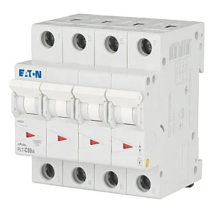 165187 - Pl7-c50/4 - Miniature Circuit Breaker (mcb), 50 A, 4p, Characteristic: C - Eaton