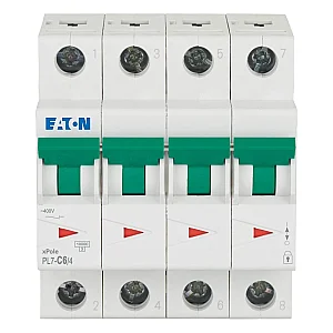 165188 - Pl7-c6/4 - Miniature Circuit Breaker (mcb), 6 A, 4p, Characteristic: C - Eaton