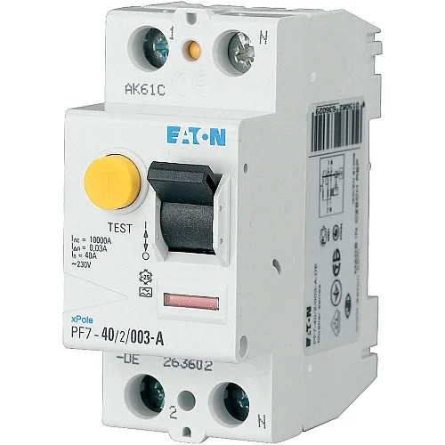 165827 - Pf7-80/2/003 - Residual Current Circuit Breaker (rccb), 80a, 2 P, 30ma, Type Ac - 1