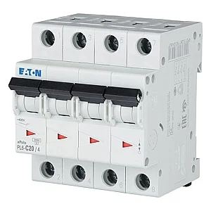 166522 - Pl6-c20/4 - Miniature Circuit Breaker (mcb), 20 A, 4p, Characteristic: C - Eaton