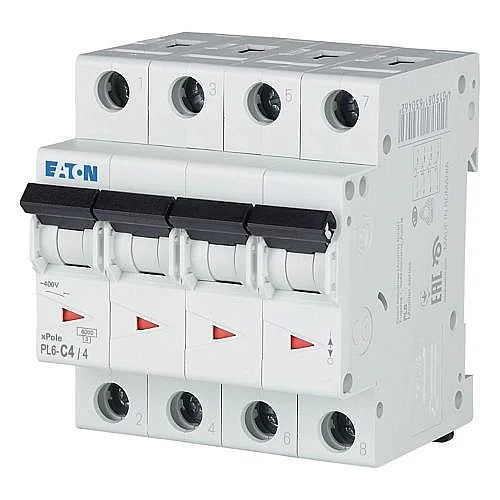 166527 - Pl6-c4/4 - Miniature Circuit Breaker (mcb), 4 A, 4p, Characteristic: C - 1