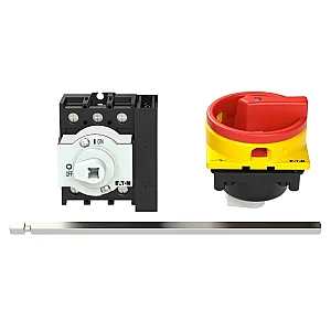 172869 - Main switch, P1, 32 A, rear mounting, 3 pole, 1 N/O, 1 N/C, Emergency switching off function, Lockable in the 0 (Off) position, With metal shaft for a control panel depth of 400 mm - Eaton