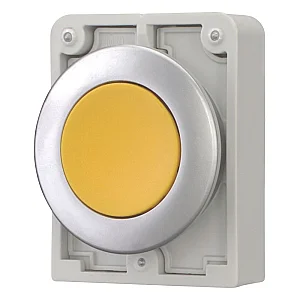 182920 - Pushbutton, RMQ-Titan, Flat, momentary, yellow, Blank, Metal bezel - Eaton