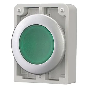 182927 - Illuminated pushbutton actuator, RMQ-Titan, Flat, momentary, green, Blank, Metal bezel - Eaton