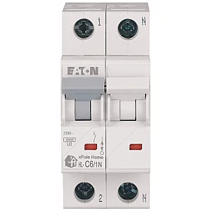 194748 - Hl-c6/1n - Miniature Circuit Breaker (mcb), 6 A, 1p+n, Characteristic: C - Eaton