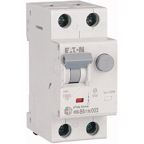 195118 - RCD/MCB combination, 6 A, 30 mA, MCB trip characteristic: B, 1p+N, RCD trip characteristic: AC - 1