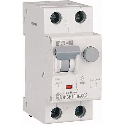 195119 - RCD/MCB combination, 10 A, 30 mA, MCB trip characteristic: B, 1p+N, RCD trip characteristic: AC - 1
