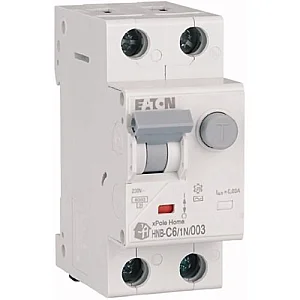 195124 - RCD/MCB combination, 6 A, 30 mA, MCB trip characteristic: C, 1p+N, RCD trip characteristic: AC - Eaton