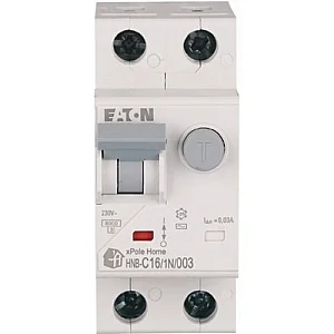 195127 - RCD/MCB combination, 16 A, 30 mA, MCB trip characteristic: C, 1p+N, RCD trip characteristic: AC - Eaton