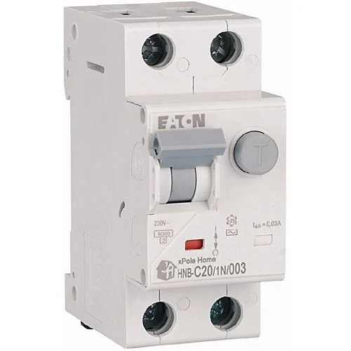 195128 - RCD/MCB combination, 20 A, 30 mA, MCB trip characteristic: C, 1p+N, RCD trip characteristic: AC - 1