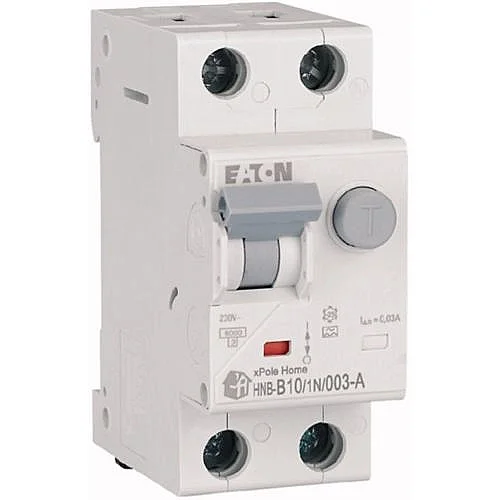 195131 - RCD/MCB combination, 10 A, 30 mA, MCB trip characteristic: B, 1p+N, RCD trip characteristic: A - 1
