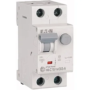195137 - RCD/MCB combination, 10 A, 30 mA, MCB trip characteristic: C, 1p+N, RCD trip characteristic: A - Eaton