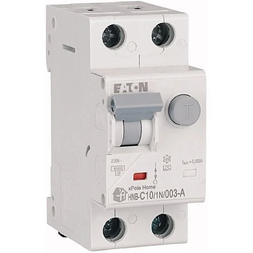 195137 - RCD/MCB combination, 10 A, 30 mA, MCB trip characteristic: C, 1p+N, RCD trip characteristic: A - 1