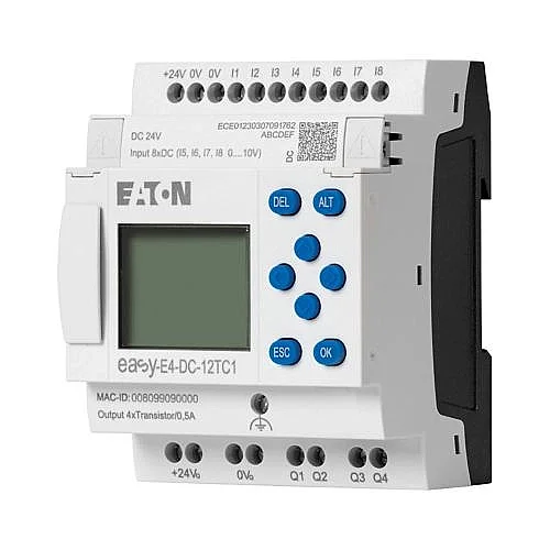 197213 - Control relays easyE4 with display (expandable, Ethernet), 24 V DC, Inputs Digital: 8, of which can be used as analog: 4, screw terminal - 1