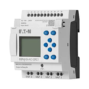 197215 - Control relays easyE4 with display (expandable, Ethernet), 100 - 240 V AC, 110 - 220 V DC (cULus: 100 - 110 V DC), Inputs Digital: 8, screw terminal - Eaton