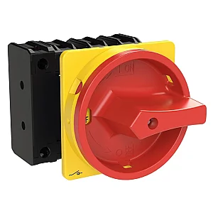 19890 - P3-100/ea/svb/n - Main Switch, P3, 100 A, Flush Mounting, 3 Pole + N, Emergency Switching Off Function, With Red Rotary Handle And Yellow Locking Ring, Lockable In The 0 (off) Position - Eaton