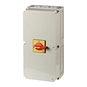 201450 - Main switch, T8, 315 A, surface mounting, 3 contact unit(s), 6 pole, 1 N/O, 1 N/C, Emergency switching off function, With red rotary handle and yellow locking ring, Lockable in the 0 (Off) position - Eaton