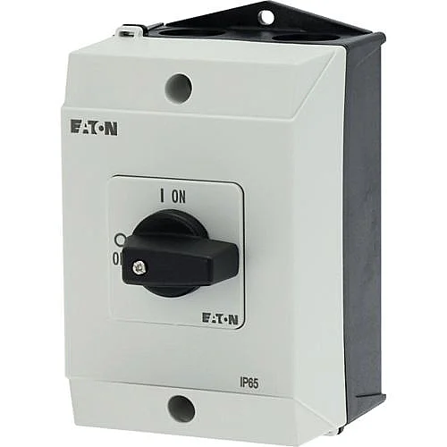 207081 - On-Off switch, T0, 20 A, surface mounting, 2 contact unit(s), 3 pole, with black thumb grip and front plate - 1