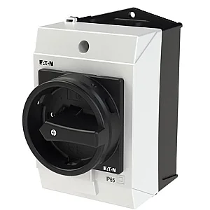 207150 - Main switch, T0, 20 A, surface mounting, 2 contact unit(s), 3 pole, 1 N/O, STOP function, With black rotary handle and locking ring, Lockable in the 0 (Off) position - Eaton