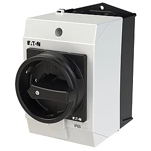 207162 - Main switch, T0, 20 A, surface mounting, 4 contact unit(s), 6 pole, 1 N/O, 1 N/C, STOP function, With black rotary handle and locking ring, Lockable in the 0 (Off) position - Eaton