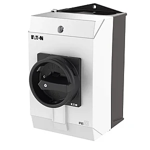 207213 - Main switch, T3, 32 A, surface mounting, 4 contact unit(s), 8-pole, STOP function, With black rotary handle and locking ring, Lockable in the 0 (Off) position - Eaton