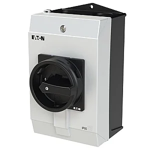 207296 - Main switch, P1, 25 A, surface mounting, 3 pole + N, STOP function, With black rotary handle and locking ring, Lockable in the 0 (Off) position - Eaton