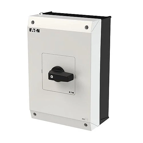 207356 - On-Off switch, P3, 63 A, surface mounting, 3 pole, with black thumb grip and front plate - 1