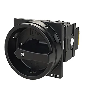 207401 - Main switch, T0, 20 A, flush mounting, 2 contact unit(s), 3 pole + N, STOP function, With black rotary handle and locking ring, Lockable in the 0 (Off) position - Eaton