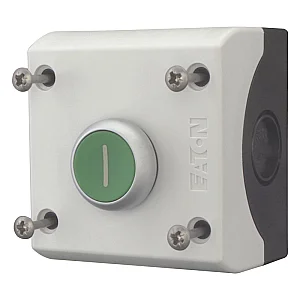 216522 - Pushbutton, RMQ-Titan, Enclosure, momentary, 1 NC, 1 N/O, green, inscribed, Bezel: titanium - Eaton