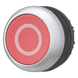 216605 - Pushbutton, RMQ-Titan, Flat, momentary, red, inscribed, Bezel: titanium - Eaton