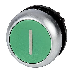 216607 - Pushbutton, RMQ-Titan, Flat, momentary, green, inscribed, Bezel: titanium - Eaton