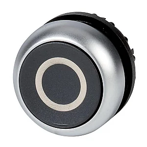 216609 - Pushbutton, RMQ-Titan, Flat, momentary, black, inscribed, Bezel: titanium - Eaton