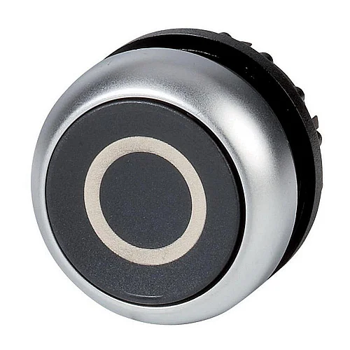 216609 - Pushbutton, RMQ-Titan, Flat, momentary, black, inscribed, Bezel: titanium - 1
