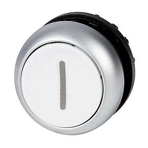 216611 - Pushbutton, RMQ-Titan, Flat, momentary, White, inscribed, Bezel: titanium - Eaton