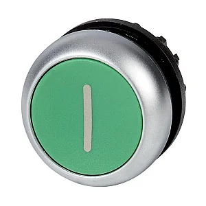 216630 - Pushbutton, RMQ-Titan, Flat, maintained, green, inscribed, Bezel: titanium - Eaton