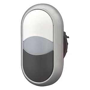 216704 - Double actuator pushbutton, RMQ-Titan, Actuators and indicator lights non-flush, momentary, White lens, white, black, Blank, Bezel: titanium - Eaton
