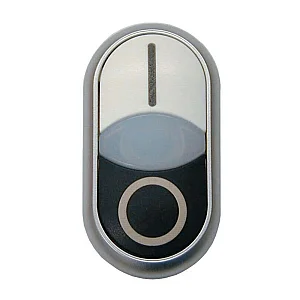 216706 - Double actuator pushbutton, RMQ-Titan, Actuators and indicator lights non-flush, momentary, White lens, white, black, inscribed, Bezel: titanium - Eaton