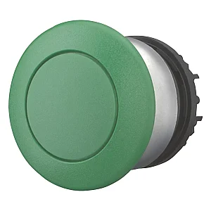 216716 - Mushroom actuator, RMQ-Titan, Mushroom, momentary, Mushroom green, green, Blank, Bezel: titanium - Eaton