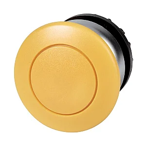 216718 - Mushroom actuator, RMQ-Titan, Mushroom, momentary, Mushroom yellow, yellow, Blank, Bezel: titanium - Eaton