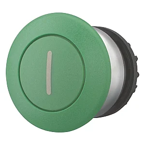 216753 - Mushroom actuator, RMQ-Titan, Mushroom, maintained, Mushroom green, green, inscribed, Bezel: titanium - Eaton