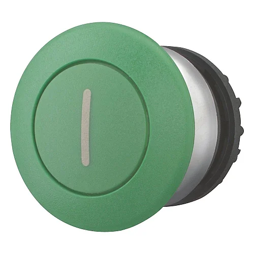 216753 - Mushroom actuator, RMQ-Titan, Mushroom, maintained, Mushroom green, green, inscribed, Bezel: titanium - 1