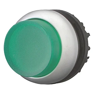 216796 - Illuminated pushbutton actuator, RMQ-Titan, Extended, maintained, green, Blank, Bezel: titanium - Eaton