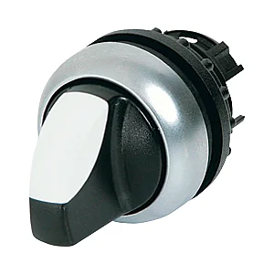 216812 - Illuminated selector switch actuator, RMQ-Titan, With thumb-grip, momentary, 2 positions, White, Bezel: titanium - Eaton