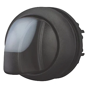 216824 - Illuminated selector switch actuator, RMQ-Titan, With thumb-grip, maintained, 2 positions, White, Bezel: black - Eaton