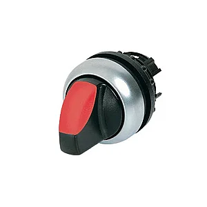 216825 - Illuminated selector switch actuator, RMQ-Titan, With thumb-grip, maintained, 2 positions, red, Bezel: titanium - Eaton